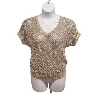 Ann Taylor Sweater Womens Large Petite Open Stitch V Neck Pullover Dolma…